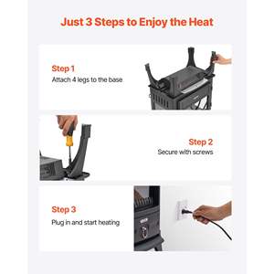 Calentador de chimenea eléctrico independiente de 25,5 pulgadas Llamas ajustables de 1500W con control remoto - Product Image 5