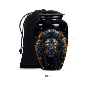 Urnas Funerarias Decorativas de Metal Negro con Forma de León para Cenizas Humanas, Urna Funeraria Grande para Cenizas de Adultos, Madre y Padre, Urna para Cenizas de Hombres Adultos - Product Image 1