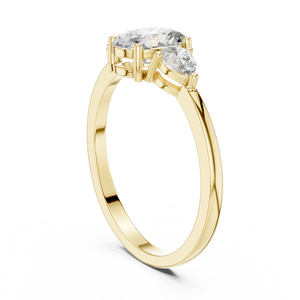 Bague de fiançailles en or jaune avec moissanite taille ovale et pierres latérales marquise, grappe florale, pour femme, bijoux personnalisés - Product Image 2