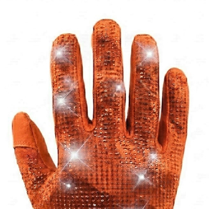 Guantes de Fútbol Americano con Pedrería, Estilo Nuevo, Color Naranja, Guantes Deportivos de Alta Calidad con Pedrería para Hombre - Product Image 3