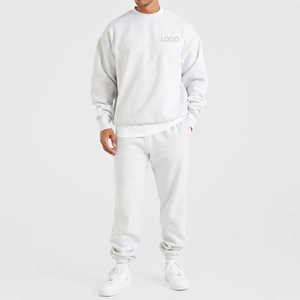 Sweat-shirt oversize gris clair unisexe, col rond, en molleton, sans logo, personnalisable, pull oversize à demi-zip, survêtement - Product Image 2