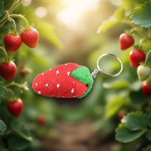 Strawberry Design Felt Plush Key <b>Ring</b> Unique and Cute Keychain - Product Image 3