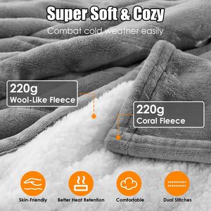 Coperta Elettrica Riscaldata in Pile con 10 Livelli di Calore e Spegnimento Automatico Dopo 10 Ore, Lavabile in Lavatrice per Casa o Ufficio - Product Image 5