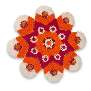 Décoration murale bohème artisanale en tissu orange et rose, art textile pour intérieur, salon, 100% fait main - Product Image 2