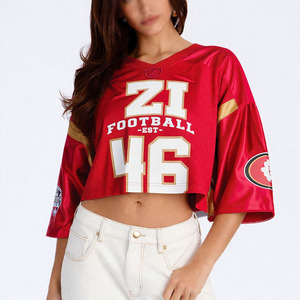 Maillot de football court en mesh personnalisé pour femme, haut tendance pour le jour du match, vêtements de sport à marque privée, fabricant OEM - Product Image 6