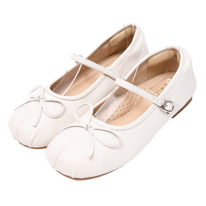 Ballerines Ann'S blanches en peau de mouton à bout rond avec nœud et bride en T, semelle extérieure en caoutchouc respirante, toutes saisons, pour femmes - Product Image 1