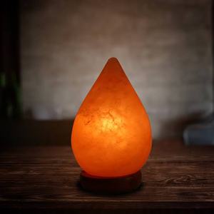 Lámpara de Sal del Himalaya Rosa Natural Premium en Forma de Lágrima con Base de Madera, Luz Nocturna Purificadora de Aire - Product Image 2