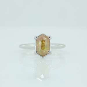 <b>Labradorite</b> Blue Flashy Fire Hexagon Stone Minimalist Gold Plated 925 Sterling Silver <b>Ring</b> for Women's Anniversary Birthday Gift - Product Image 2