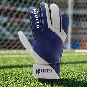 Gants de gardien de but de football en latex allemand gaufré blanc et bleu, design personnalisé de qualité supérieure, sangle en latex allemand 4 mm, effet négatif - Product Image 4