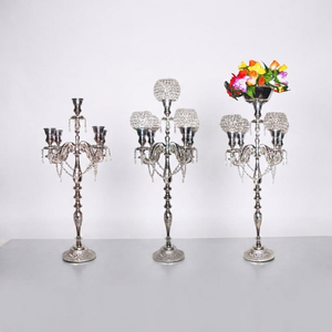 Wedding Centerpiece Silver Candelabra 5 Arms Crystal <b>Candle</b> Holder Home Decoration Wedding Durable Metal <b>Hurricane</b> Stand - Product Image 3