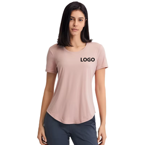 T-shirts pour femmes de haute qualité en coton biologique, t-shirts de sport, de yoga et de course à pied, manches courtes, coupe ample, été, 180g, col rond - Product Image 2