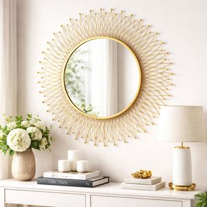 Handmade Gold Sunburst <b>Wall</b> <b>Mirror</b> Decorative <b>Round</b> Metal Frame <b>Mirror</b> for Home Decor gold finish <b>mirror</b> stylish <b>wall</b> decor - Product Image 1