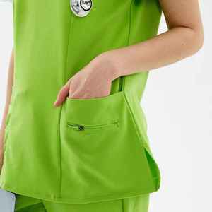 Women's Warm-Up Scrub Uniform <b>Set</b> Medical Scrubs with Spandex/Polyester Fabric and Needle Detection Top and Suit Top - Product Image 6