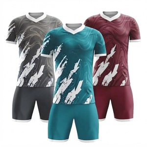 Conjunto de Camiseta de Fútbol Unisex con Bloques de Color, Cuello en V, Manga Corta, Absorbe la Humedad, Uniformes de Fútbol, Corte Regular, 100% Poliéster - Product Image 1