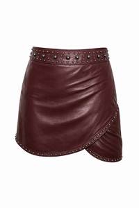 Jupe mini asymétrique en cuir pour femme avec rivets, style punk, couleur unie, taille normale - Product Image 3