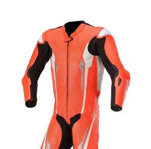 Combinaison de course moto pour homme à manches longues, orange, noir, blanc, couleurs contrastées, respirante, toutes saisons - Product Image 2