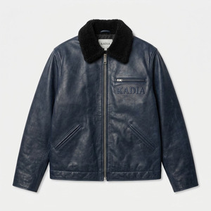 Premium <b>Winter</b> Casual Zipper Solid <b>leather</b> Bomber <b>Jacket</b> with Turn-down Collar high quality embossed logo unisex <b>leather</b> <b>jackets</b> - Product Image 6