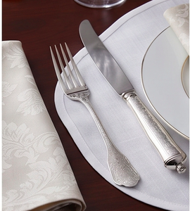 Ensemble de couverts classiques en métal avec poignées gravées, finition polie miroir, résistant à la rouille, vaisselle de mariage, finition plaquée argent - Product Image 4