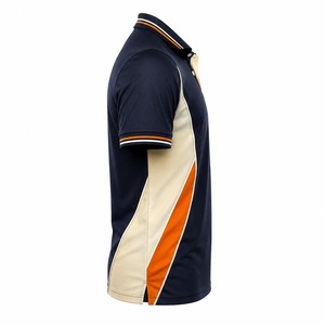Camiseta de Manga Corta para Hombre, de Algodón Premium, Transpirable, en Color Azul Marino, Beige y Naranja, Estilo Casual, Tejido de Punto, Corte Regular, Servicio OEM - Product Image 4