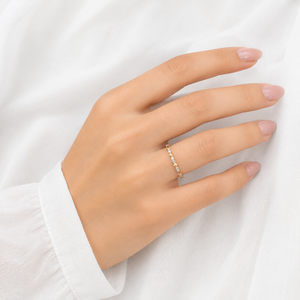 925 Sterling <b>Silver</b> Moissanite Ring 10K Yellow Gold Plated Eternity <b>Band</b> for Women <b>Wedding</b> Party Jewelry - Product Image 5