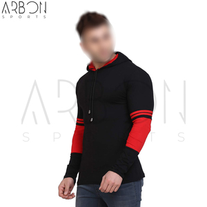 Sweat-shirts à capuche en molleton de coton uni, couleur Noir Rouge, style unique, design personnalisé, taille personnalisée, produit tendance, fournisseur de premier plan - Product Image 3