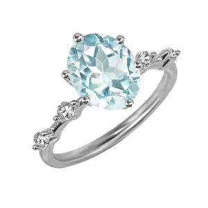 925 in argento Sterling naturale topazio blu anello taglio ovale gioielli Vintage per donne 2022 gioielli destino