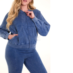 Survêtement Femme 2026 en Coton Pur Délavé à l'Acide, Lourd et Respirant, à Manches Longues, Tendance - Product Image 3