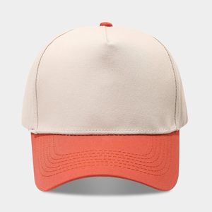 Gorra de Béisbol de 6 Paneles en Color Beige y Rojo Contrastante, Unisex, Casual, Sólida, Ajustada, Material de Sarga, Circunferencia de Cabeza Ajustable - Product Image 3