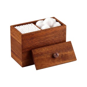 Caja de Almacenamiento de Hisopos de Algodón de Madera Natural Ecológica, Dispensador de Hisopos para Baño, Recipiente con Tapa, Decoración Minimalista para el Baño - Product Image 1