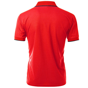 <b>Men's</b> <b>Red</b> Sporty <b>Polo</b> <b>Shirt</b> With Black Color Block Zipper Front Quick Dry Polyester Short Sleeve - Product Image 2