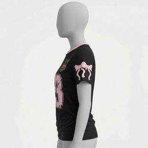 Camiseta de algodón 100% de calidad premium, cuello redondo, manga corta, transpirable, nueva, para mujer, camiseta sólida para chicas. - Product Image 3