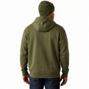 Sudadera con Capucha Personalizada para Hombre, 100% Algodón Grueso, Corte Regular, Color Verde Oliva, con Estampado de Letras y Bolsillo - Product Image 2