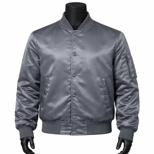 Latest Style Adult Size Satin <b>Jacket</b> Hot Sale Men Satin Winter <b>Jacket</b> <b>Grey</b> Breathable Comfortable Men's Satin <b>Jacket</b> - Product Image 1