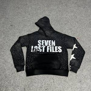 Rexfit Sports Hoodie Men's <b>Black</b> Dot Print Streetwear Regular Fit Knitted Polyester <b>Sweatshirt</b> with Front Pocket - Product Image 1