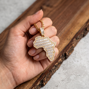 Colgante Personalizado de Mapa de África Estilo Hip Hop, con Incrustaciones de Moissanita Baguette, Plata 925, para Uso Diario - Product Image 4