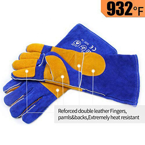 Gants de soudure en cuir à manches extra longues, résistants à la chaleur pour four, gril, cheminée, poêle, barbecue - Product Image 3