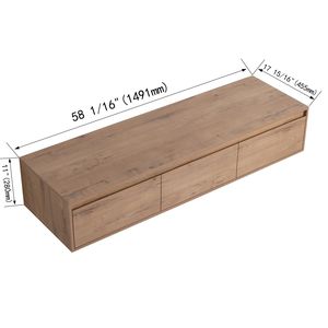 60\" Bathroom Vanity Cabinet with Soft Close Drawer <b>Float</b> Mounting Design-Exclusive Vanity Sink Not Included - Product Image 4