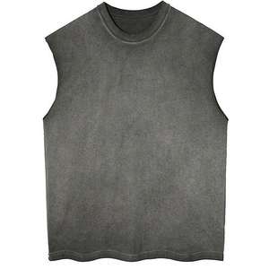 Camiseta Deportiva sin Mangas al por Mayor, Corte Regular, Secado Rápido, Personalizada, de Alta Calidad, Lavada con Ácido, Tejido Liso, 100% Algodón, Estilo Punk, Estampado Animal - Product Image 1