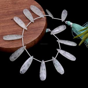 Perles de Grapoleite Verte Naturelle Premium Facettées en Forme de Poire, Fil de 8 Pouces, 8x26 à 7.5x32 mm, Pierre Précieuse Faite à la Main pour la Fabrication de Bijoux - Product Image 1