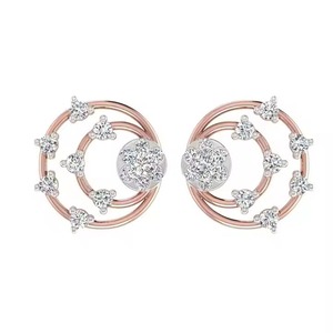 High Quality Round Cut Diamond Stud Earrings 14K <b>Rose</b> Gold Setting Elegant Sparkling Jewelry Women Bridal Available Bulk Quality - Product Image 1