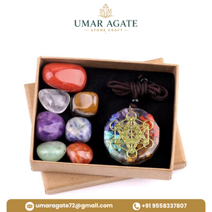 Wholesale Price 7 Chakra Healing Stone Box Natural Crystal Healing Energy <b>Orgonite</b> Crystal Chips Resin Pendant Necklace Set - Product Image 5
