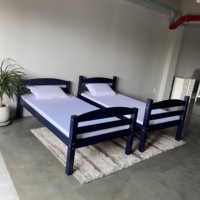 Lit superposé vintage bleu foncé personnalisable avec meubles de chambre en bois sur mesure pour enfants