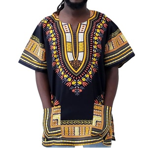 <b>African</b> Dashiki <b>Shirt</b> V Neck Half Sleeve Outerwear Loose Fit Plus Size Breathable Tribal Pattern Batik Design Dashiki T-<b>Shirts</b> - Product Image 1
