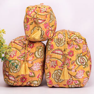 Pochette de maquillage réutilisable à imprimé floral de style bloc écologique, pour voyage multifonction, avec fermeture éclair, durable, organiseur de cosmétiques - Product Image 2