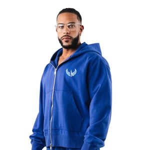 Sudadera con Capucha Azul Rey para Hombre, con Cierre Completo, Manga Larga, Informal, Deportiva, para Entrenamiento, con Bolsillos - Product Image 4