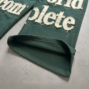 Vintage Distressed Fleece Streetwear Sweat <b>Pants</b> Embroidery <b>Men</b> Winter Wear Drawstring Waist Baggy Wide Leg <b>Pants</b> - Product Image 3
