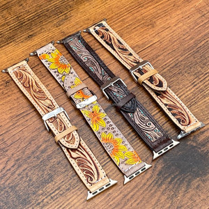 Diseño de girasol de lujo personalizado, correas de reloj de cuero genuino mecanizadas a mano, reloj inteligente de liberación rápida, pulsera duradera para Unisex - Product Image 5