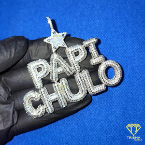 จี้ห้อยคอแบบกำหนดเอง "Papi Chulo" ประดับเพชรโมอิสซาไนต์สไตล์ฮิปฮอป - Product Image 1