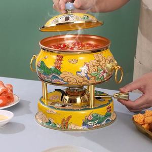 Midcentury Metal Round Chafing <b>Dish</b> Enamel Print Food Warmer Buffet Chaffing <b>Dish</b> With Lid & <b>Stand</b> For Wedding Hotels Supplies - Product Image 6