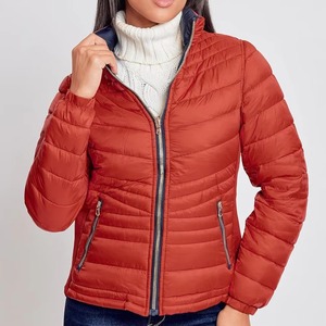 Veste matelassée pour femme, manches longues, col montant, fermeture éclair, couleur unie, manteau d'hiver, rembourrage en polyester, longueur normale - Product Image 6